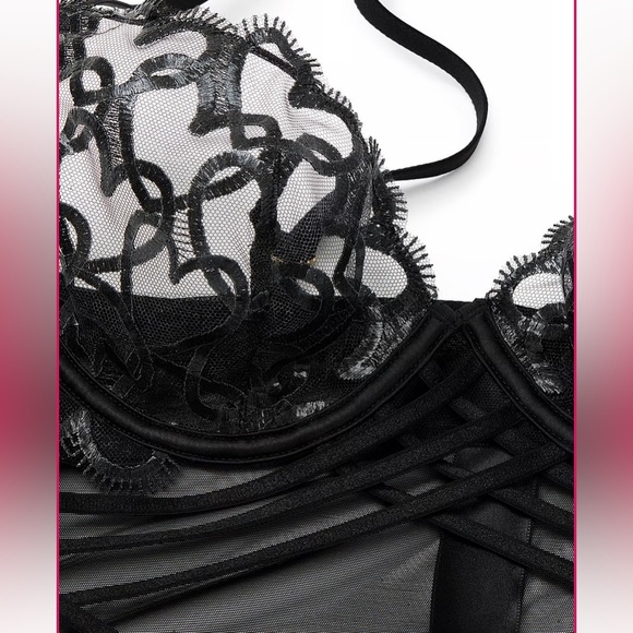 New! Victorias Secret Shimmer Heart Embroidery Strappy Satin Slip 20006 - Picture 2 of 10